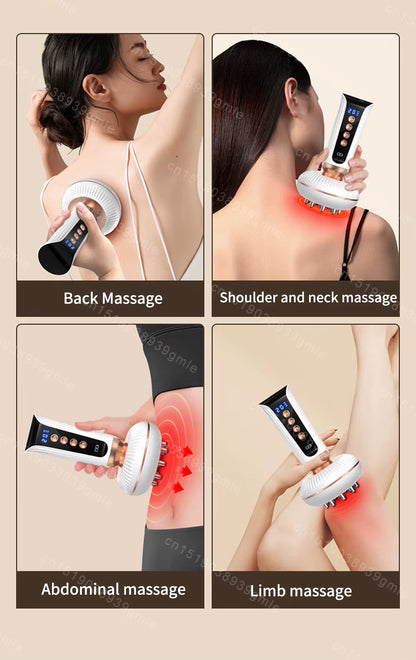 Electric Meridian Brush EMS Pulse Heating Massage Body Back Guasha Massager Microcurrent Scraping Lymphatic Drainage Machine