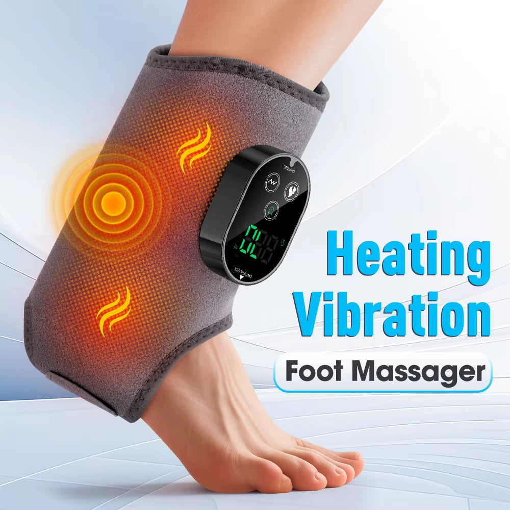 New Electric 3-In-1 Ankle Calf Foot Vibration Heated Massager 6 Level Hot Compress Massage Wrist Ankle Brace Leg Hand Foot Relax