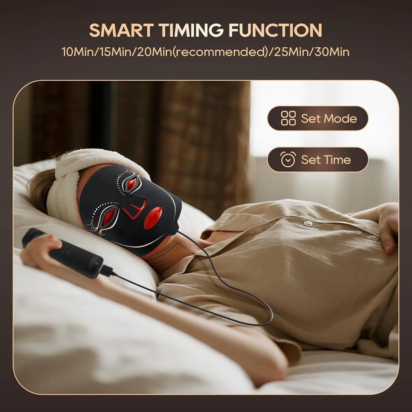 Red Light Therapy for Face, 4 Modes Led Face Mask Light Therapy with Remote, Portable Light Therapy Mask for Skin Care at Home, Travel