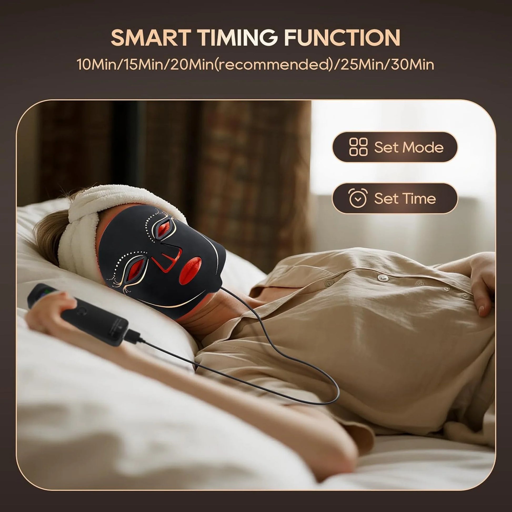 Red Light Therapy for Face, 4 Modes Led Face Mask Light Therapy with Remote, Portable Light Therapy Mask for Skin Care at Home, Travel