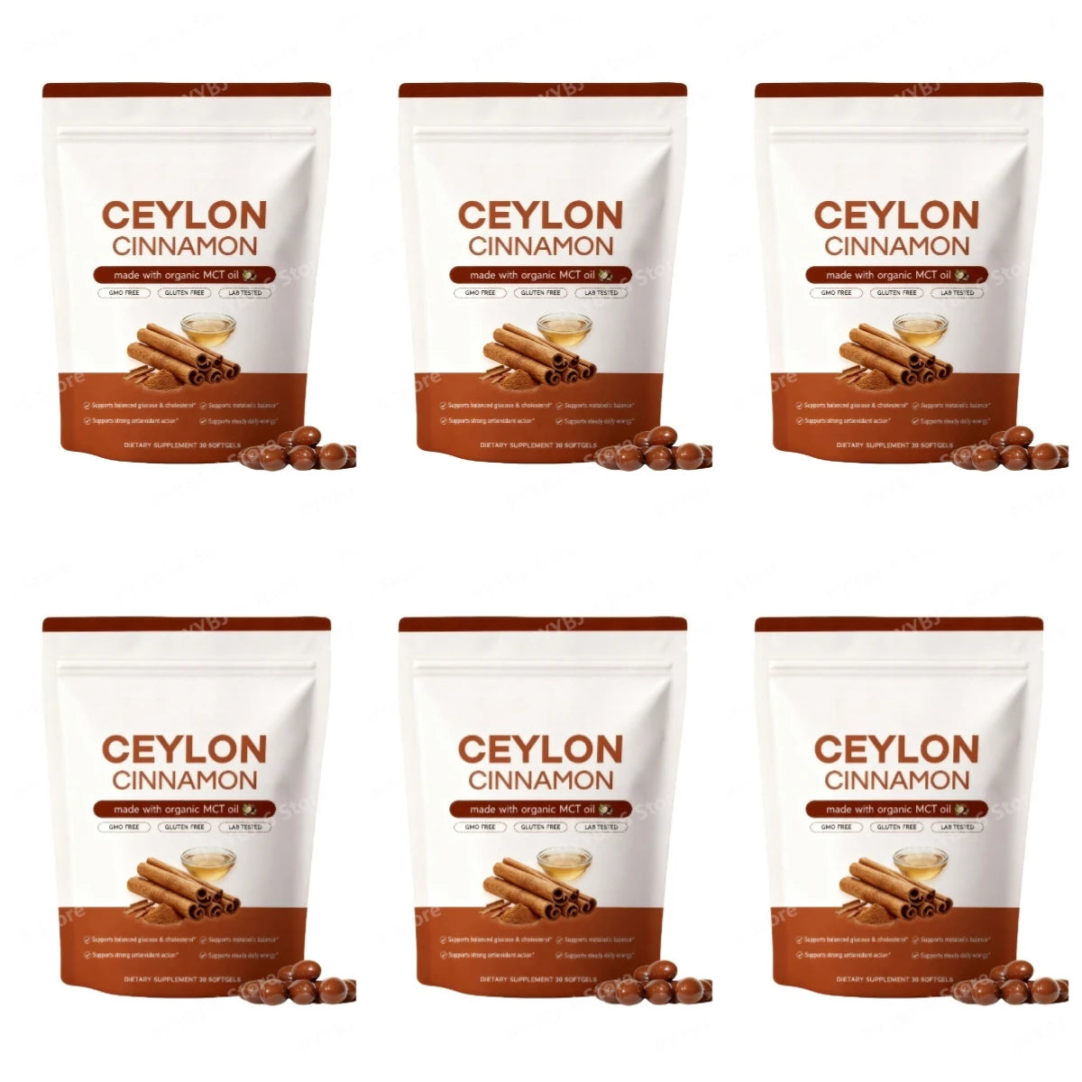 Ceylon Cinnamon Softgels with Organic MCT Oil, Supports Antioxidant Action and Digestive Wellness for Daily Energy - 30 Softgels