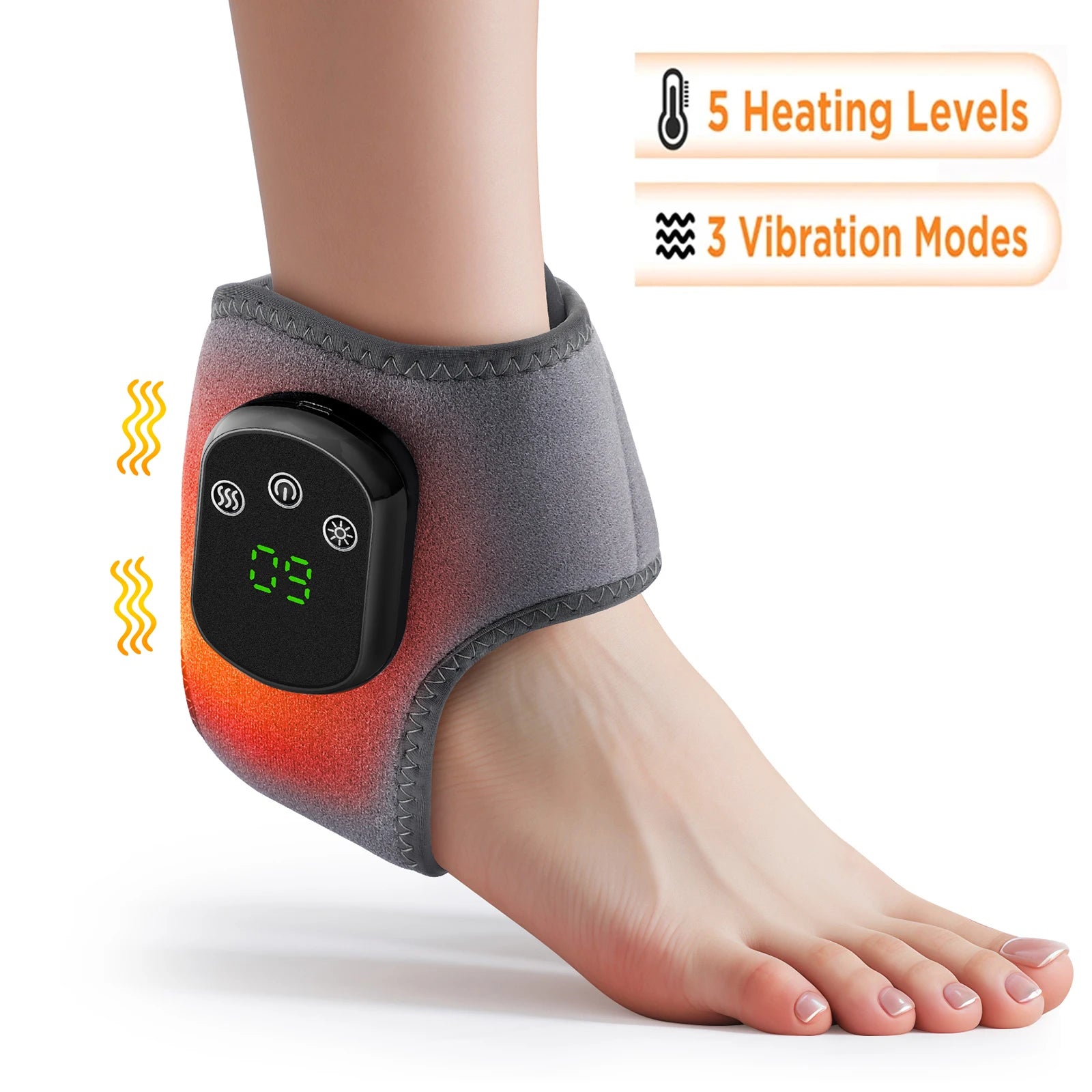 New Electric 3-In-1 Ankle Calf Foot Vibration Heated Massager 6 Level Hot Compress Massage Wrist Ankle Brace Leg Hand Foot Relax