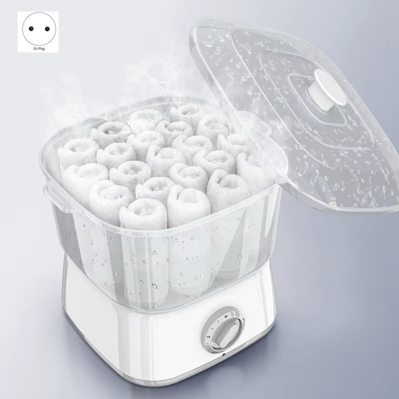 Hot Towel Warmer,Rapid Heating Towel Steamer for Facials Can Hold 12 Mini Wet Towels, Portable Mini Towel Warmer EU Plug