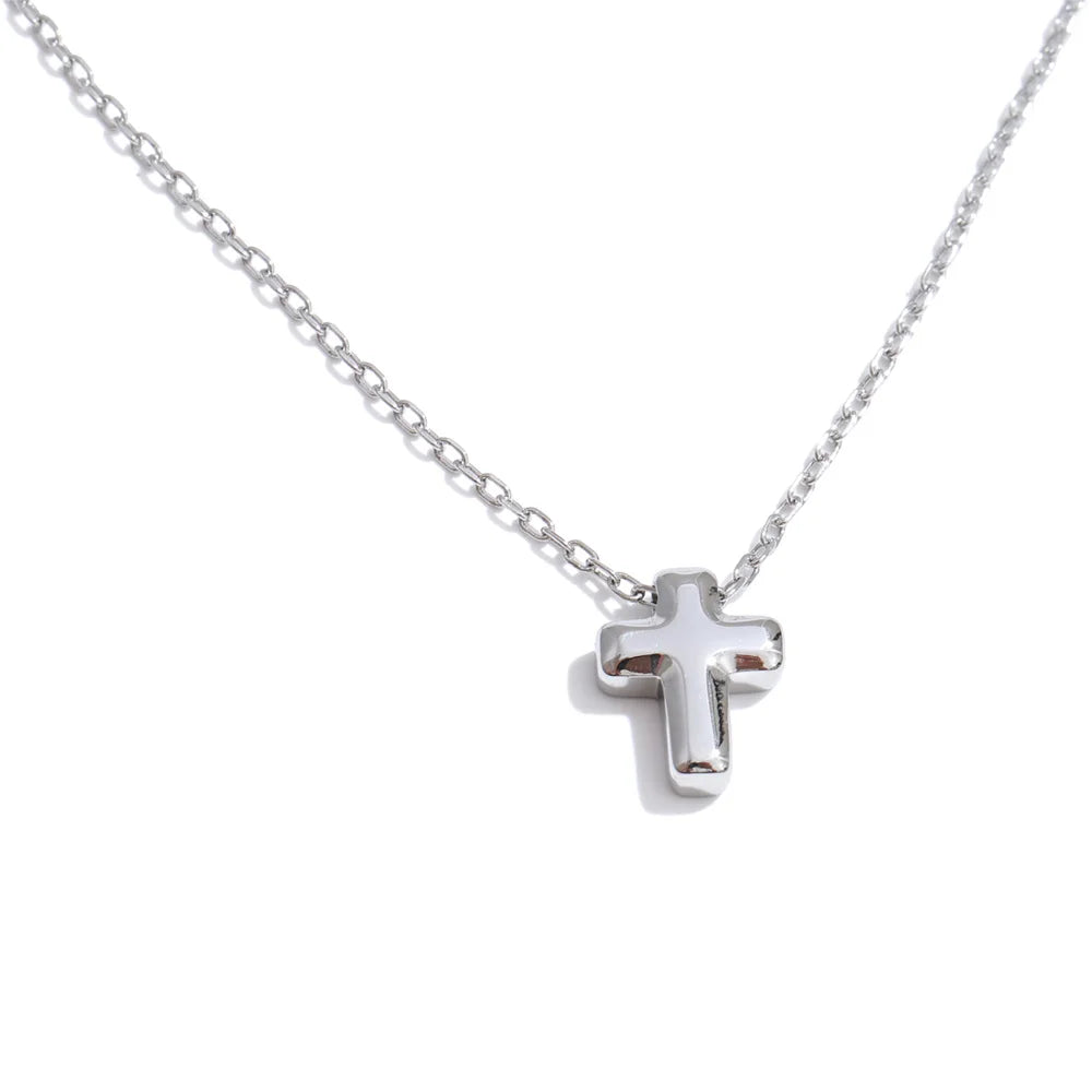 Small Waterproof Stainless Steel Chic Cross Casting Charm Pendant Necklace Unique Classic Fashion Jewelry Bijoux Femme