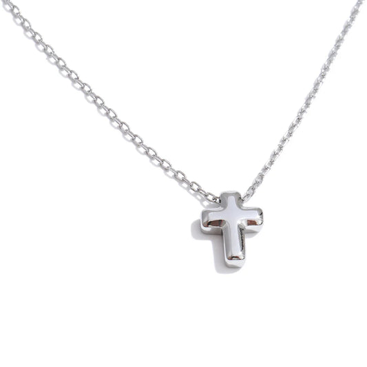 Small Waterproof Stainless Steel Chic Cross Casting Charm Pendant Necklace Unique Classic Fashion Jewelry Bijoux Femme